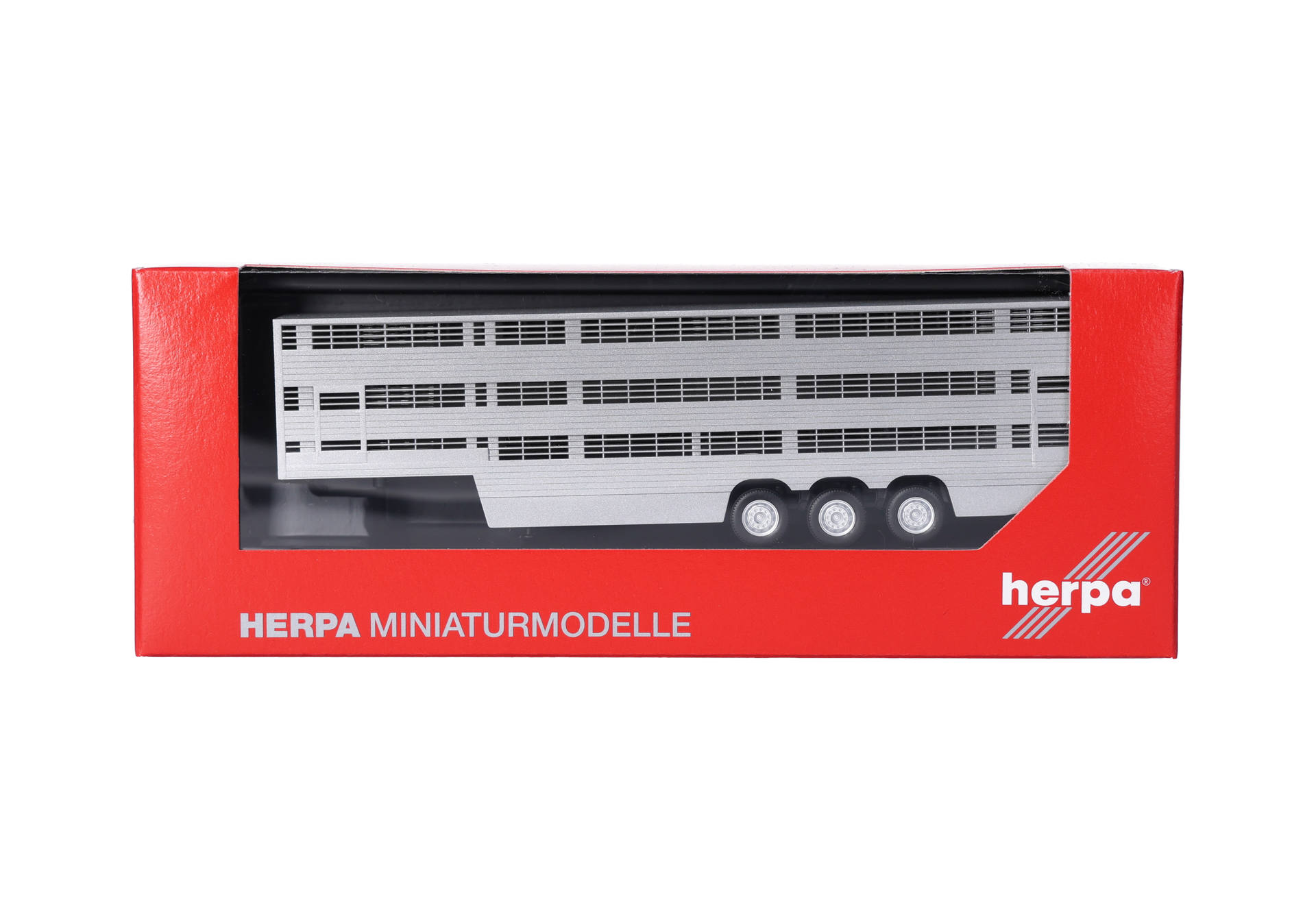 Herpa 076333-003 | Viehtransporterauflieger 3achs | silber lackiert | Chassis schwarz | 1:87
