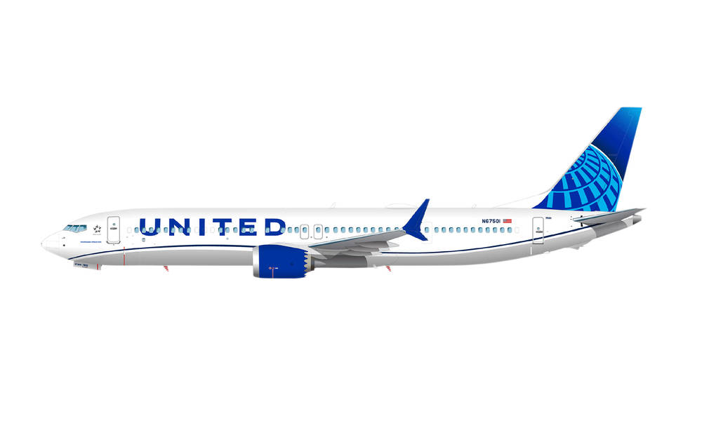 Herpa Wings Snap Fit 613149 - United Airlines Boeing 737 Max 9. 1:200