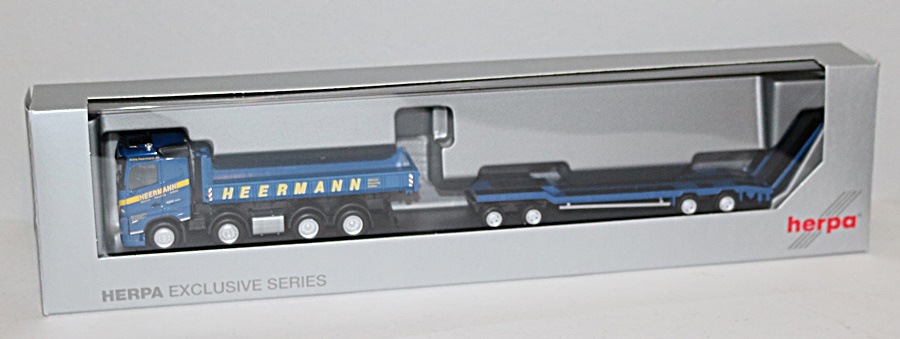Herpa 953573 |  Volvo FH 2020 FD | Abrollmulden-LKW mit Goldhofer TU4-Anhänger | Heermann | 1:87