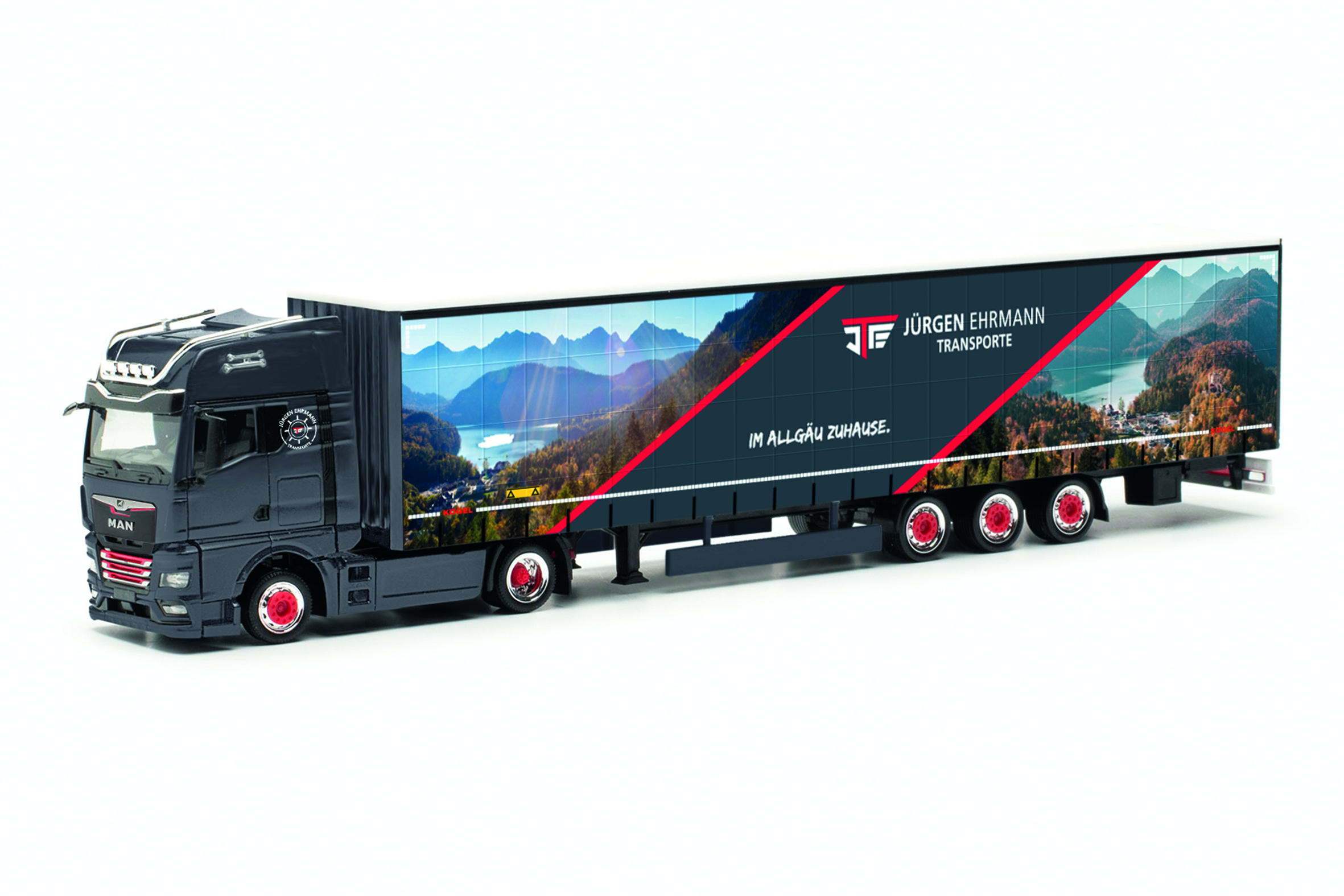 Herpa 317511 | MAN TGX GX | 15m Lowliner-Gardinenplanensattelzug | Jürgen Ehrmann Transporte | 1:87