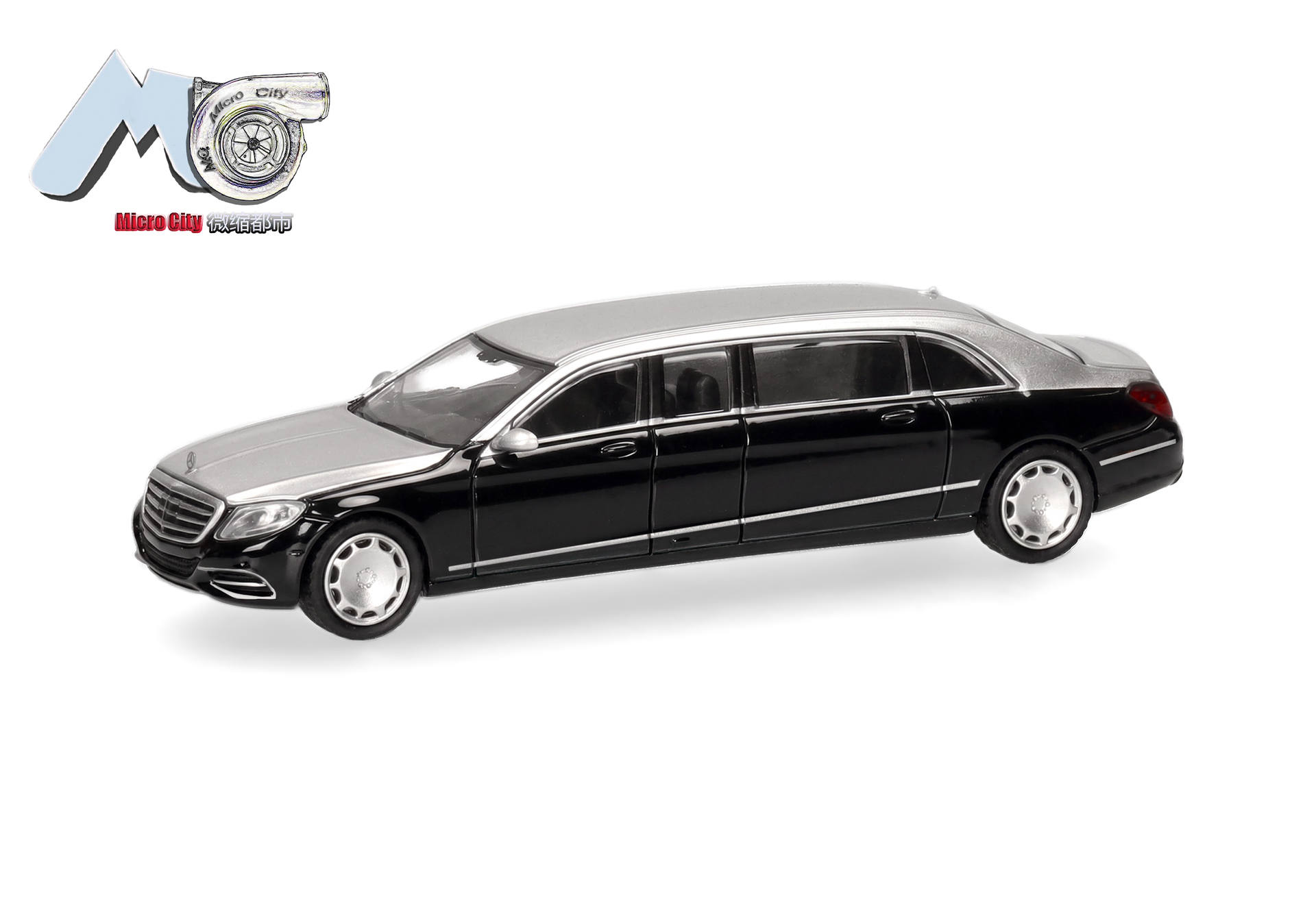 Herpa MicroCity 87MC000147 | Mercedes-Benz S600 Pullman | schwarz/silber | 1:87