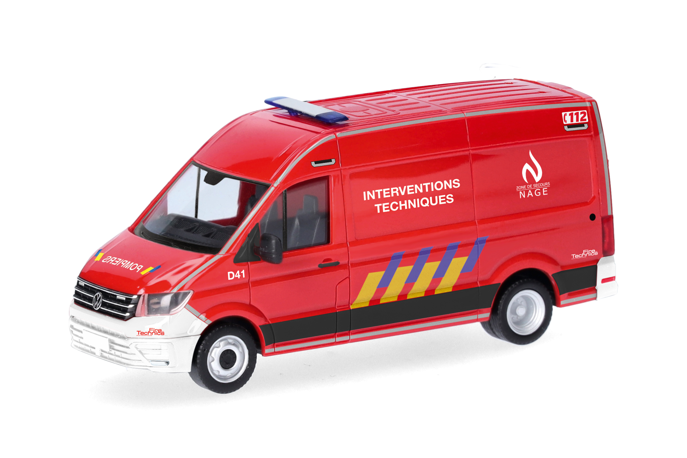 Herpa 099387 | Volkswagen (VW) Crafter Kasten Hochdach | Interventionsteam Technik Feuerwehr (B)| 1:87