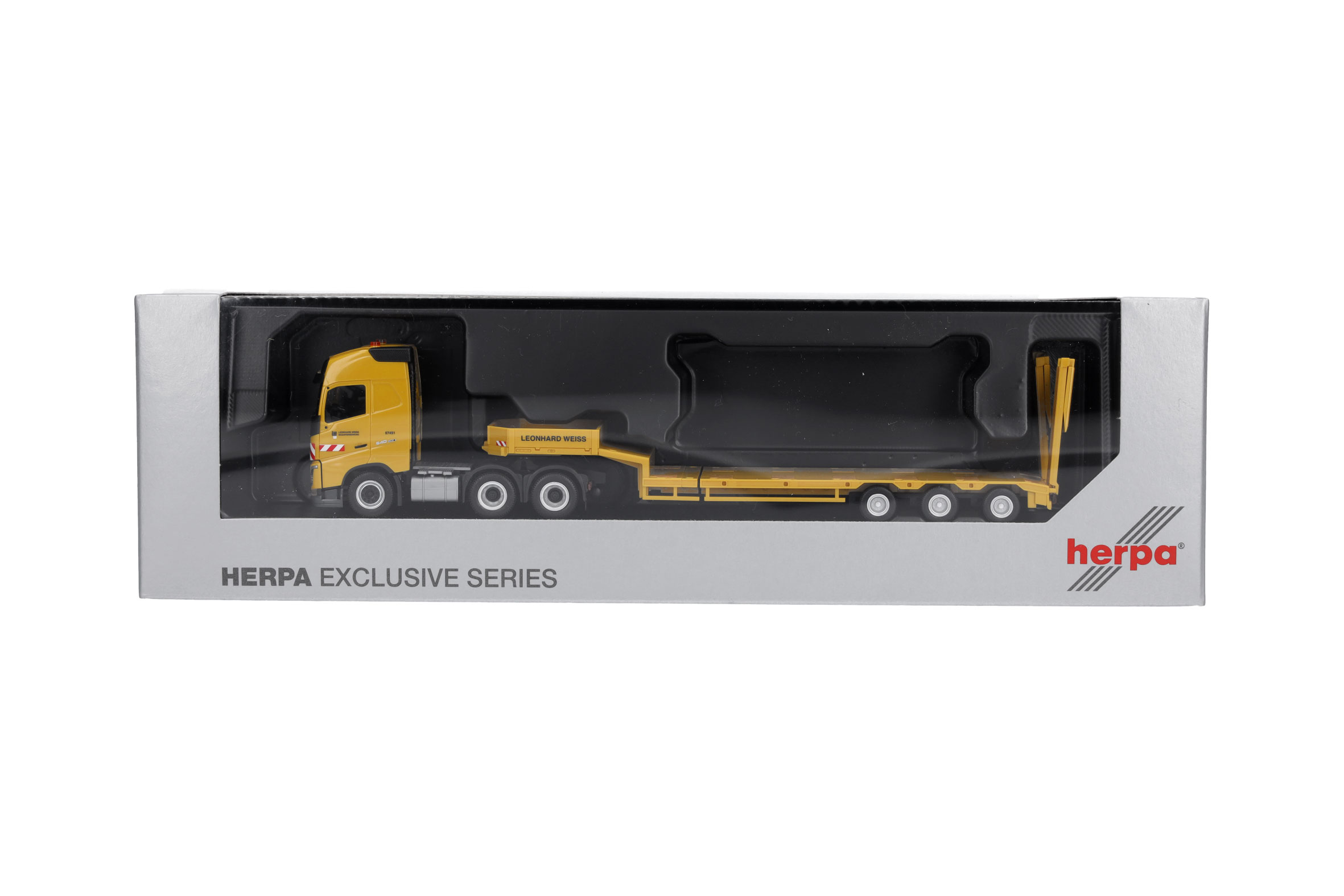 Herpa 958608 | Volvo FH GL 2013 Semitieflade-Sattelzug mit Rampen 3a/3a | Leonhard Weiss | 1:87