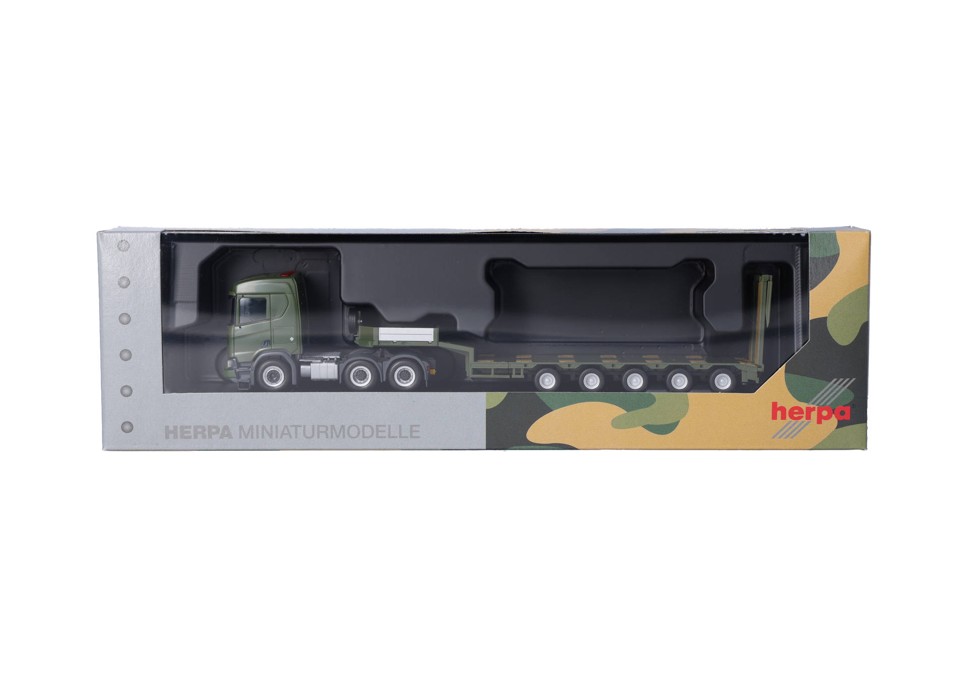 Herpa 747332 | Scania CR 20 Niedrigdach Semitieflade-Sattelzug | Tschechische Armee| 1:87