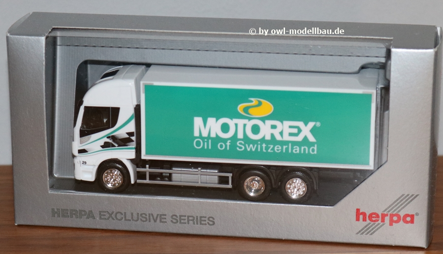 Herpa 944298 - Iveco Stralis XP Koffer-LKW - Motorex (CH). 1:87