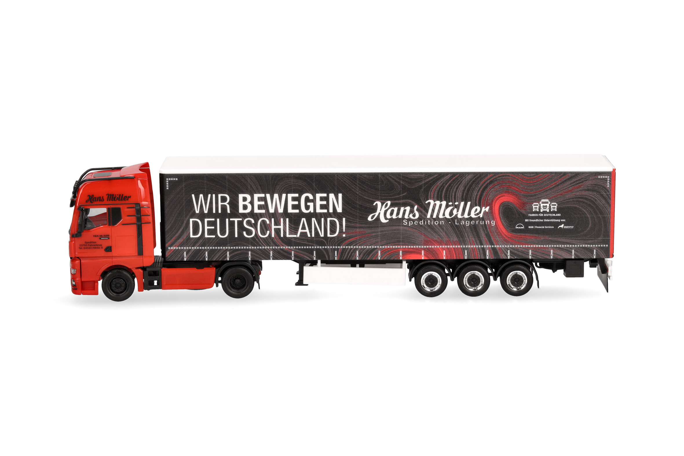Herpa 319669 | MAN TGX GX Gardinenplanen-Sattelzug | Hans Möller/Wir bewegen Deutschland | 1:87