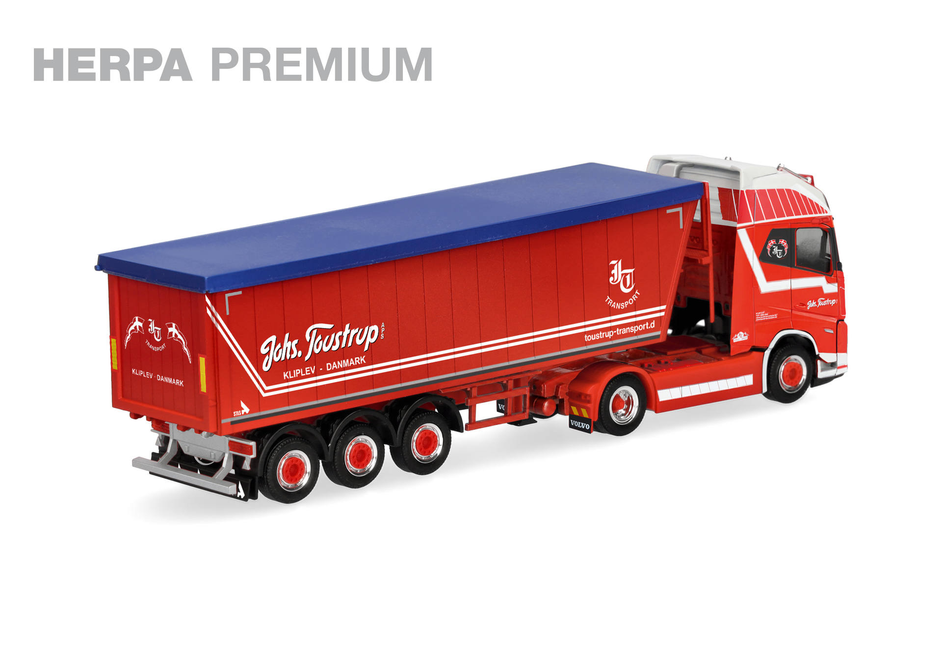 Herpa Premium 963213 | Volvo FH Aero GL XL | Stöffelliner-Sattelzug | Johs. Toustrup (DK) | 1:87