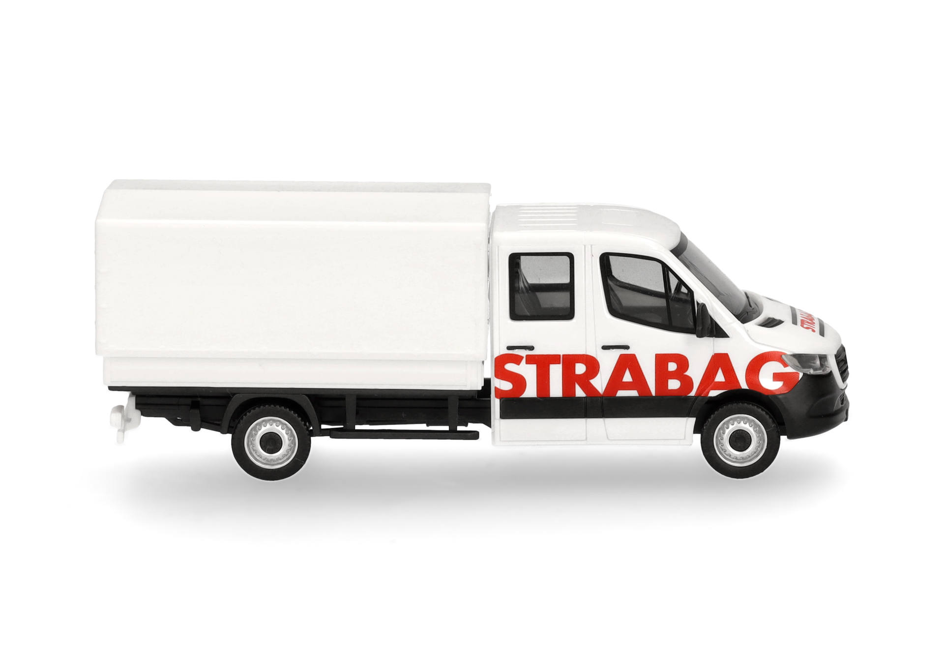 Herpa 098991 | MB Sprinter '18 Doppelkabine Pritsche/Plane | STRABAG (A) | 1:87