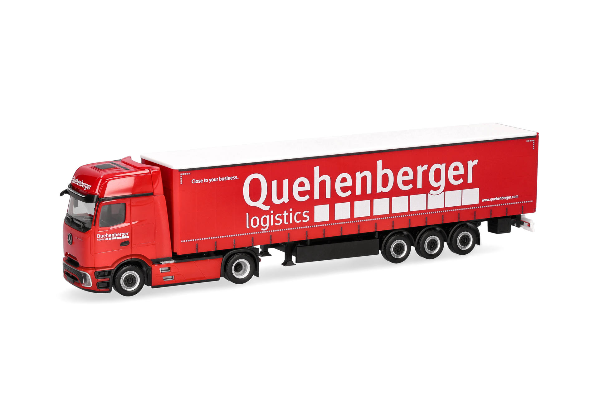 Herpa 321334 | MB Actros L ProCabin Gigaspace | Gardinenplanen-Sattelzug | Quehenberger | 1:87