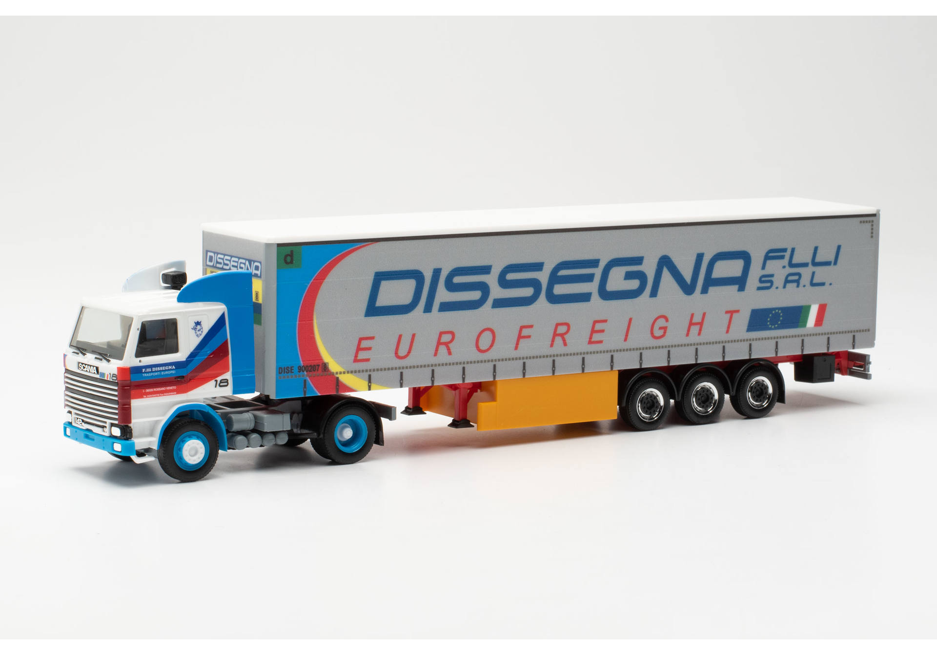 Herpa 316729 | Scania 142 | Gardinenplanen-Sattelzug | Dissegna | 1:87