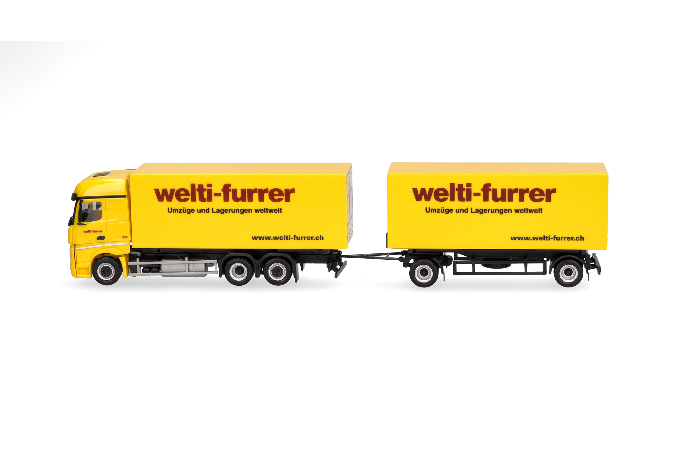 Herpa 319355 | MB Actros Bigspace Wechselkoffer-Hängerzug | Welti-Furrer | 1:87