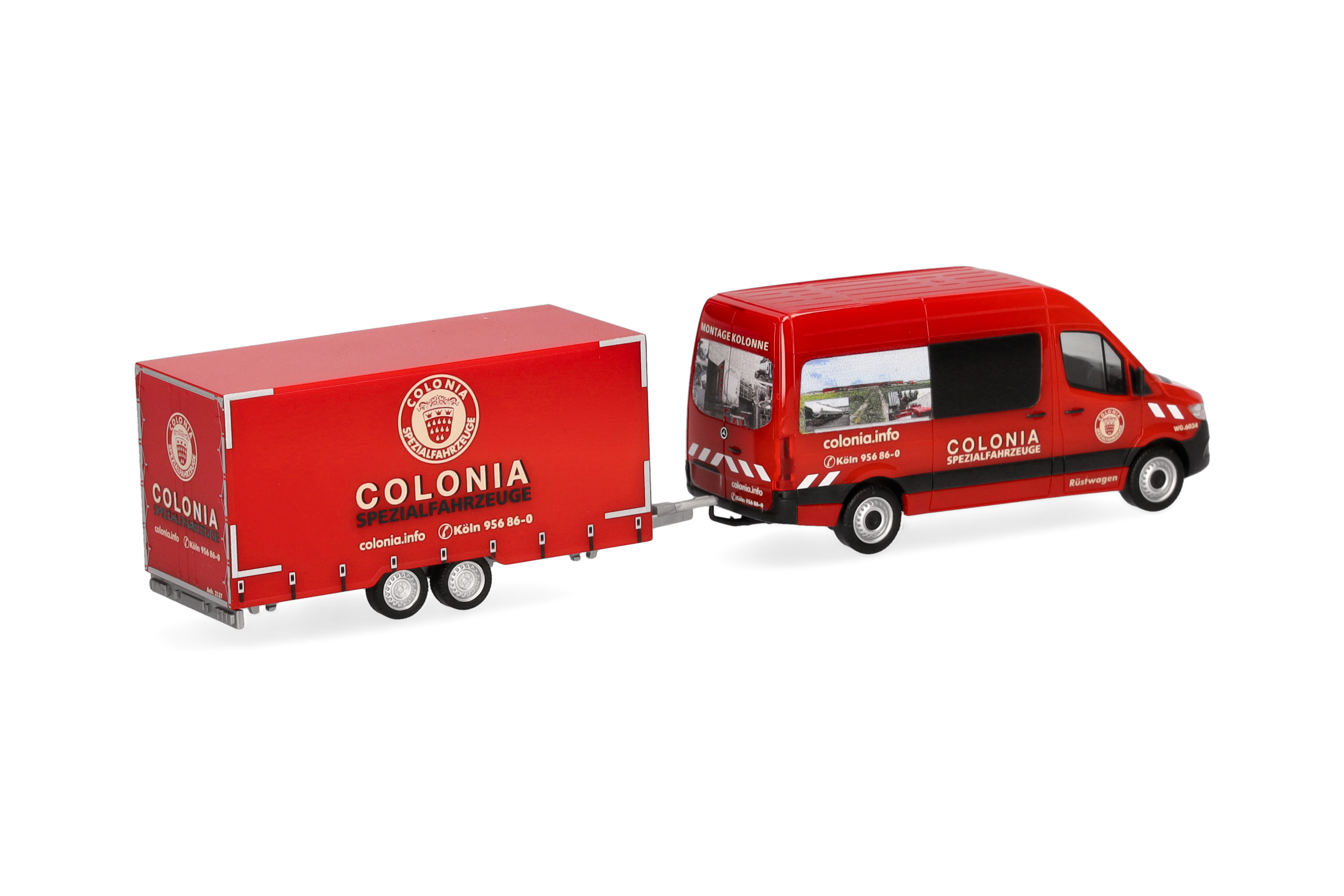 Herpa 098618 | MB Sprinter '18 Halbbus Hochdach mit Tandemhänger "Colonia" | 1:87