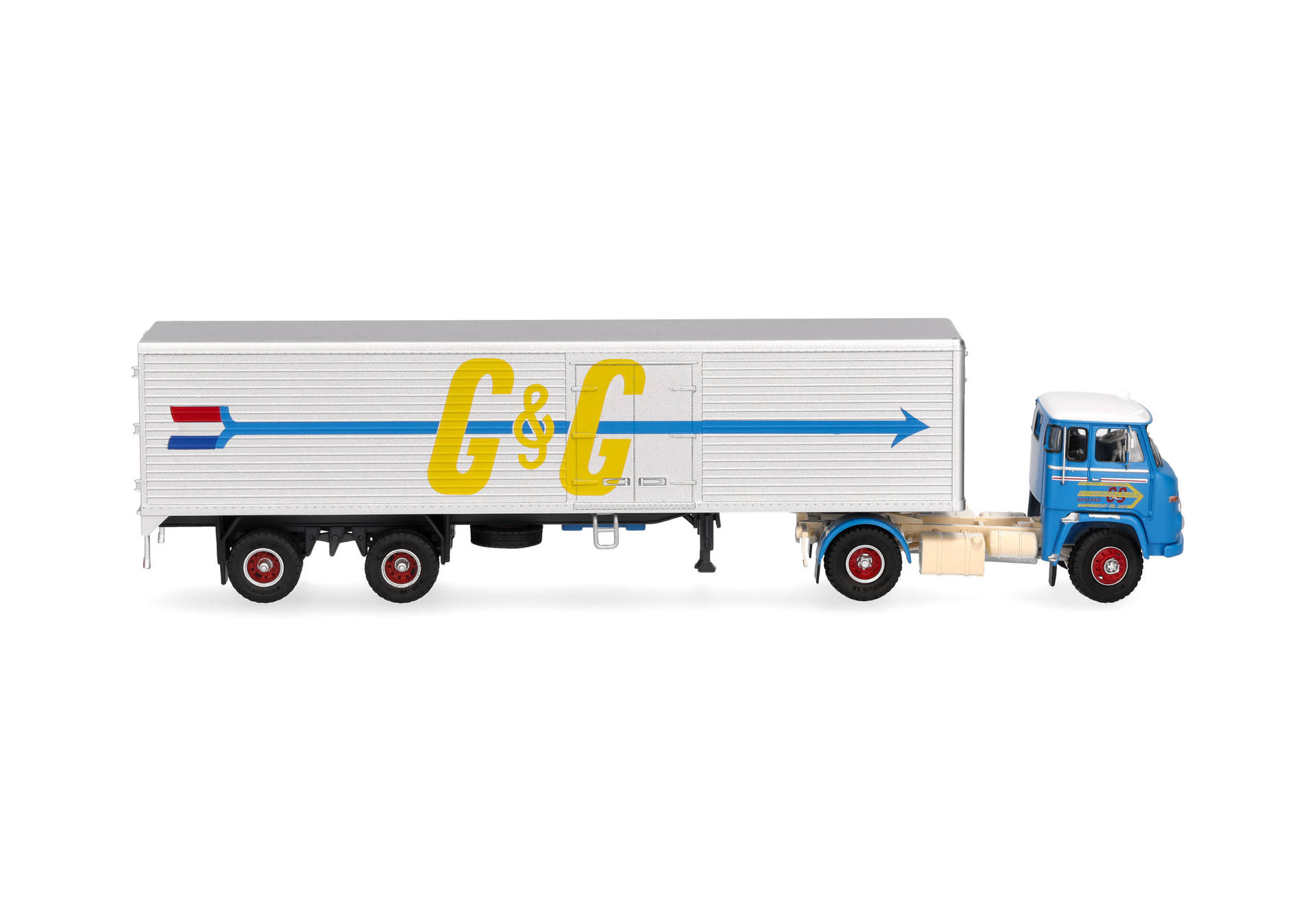 Herpa/Schwarz 87MBS026222 | Scania Vabis LB 76 | Koffer-Sattelzug | Goedkoop & De Geus | 1:87