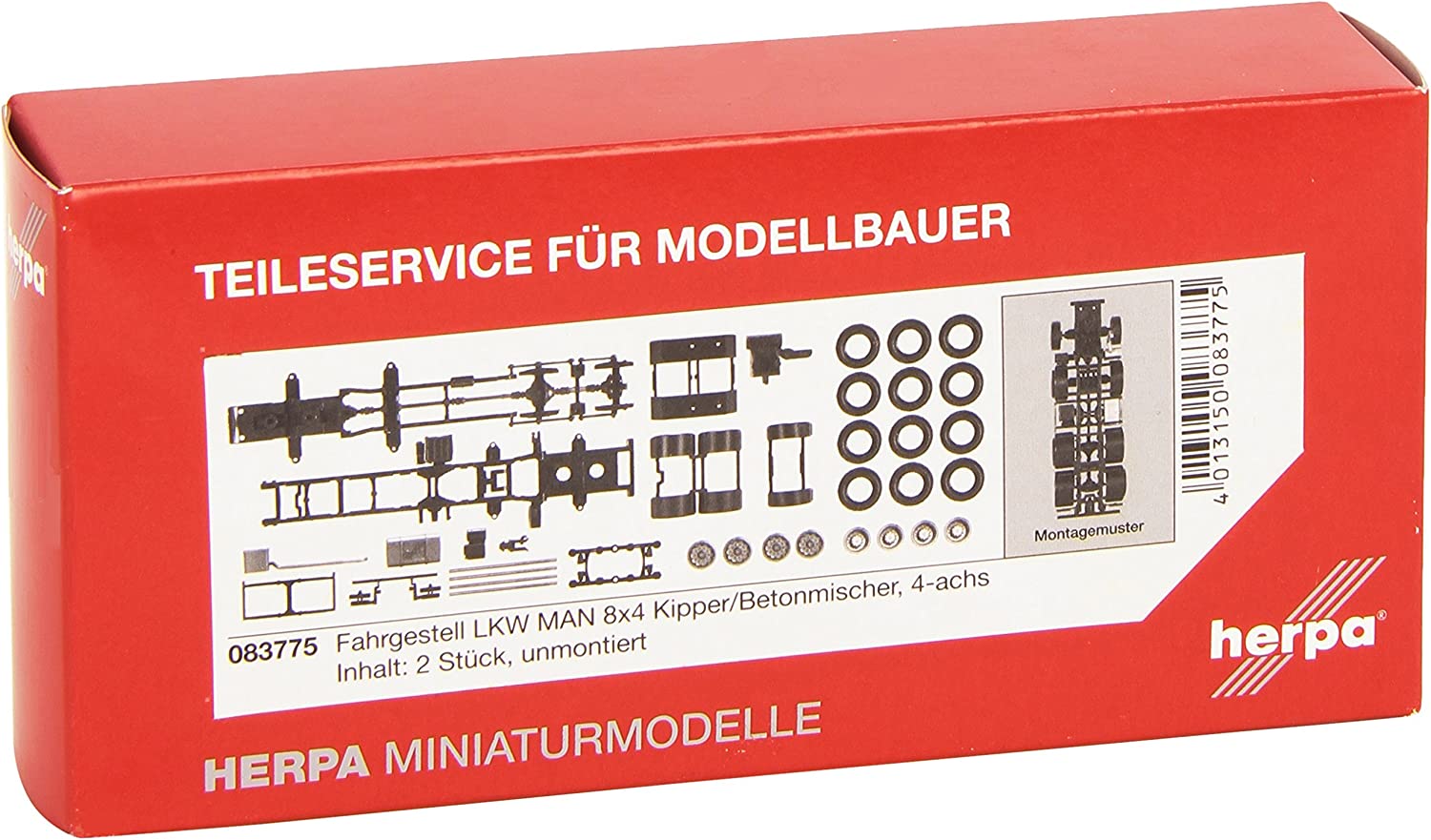 Herpa TS 083775 | Fahrgestell MAN 8x4 Baufahrzeug (2 Stück) | 1:87