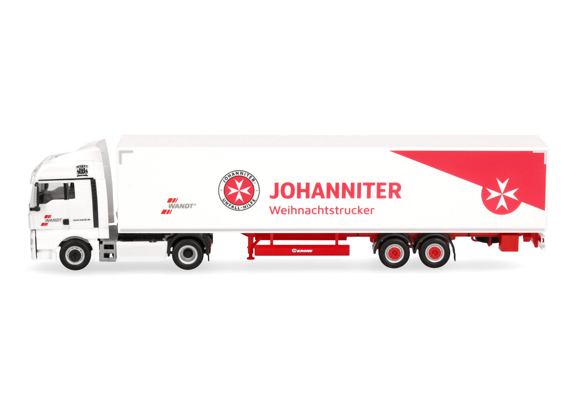 Herpa 318150 | MAN TGX XLX Euro6c Koffer-Sattelzug | Wandt/Johanniter Weihnachtstruck | 1:87