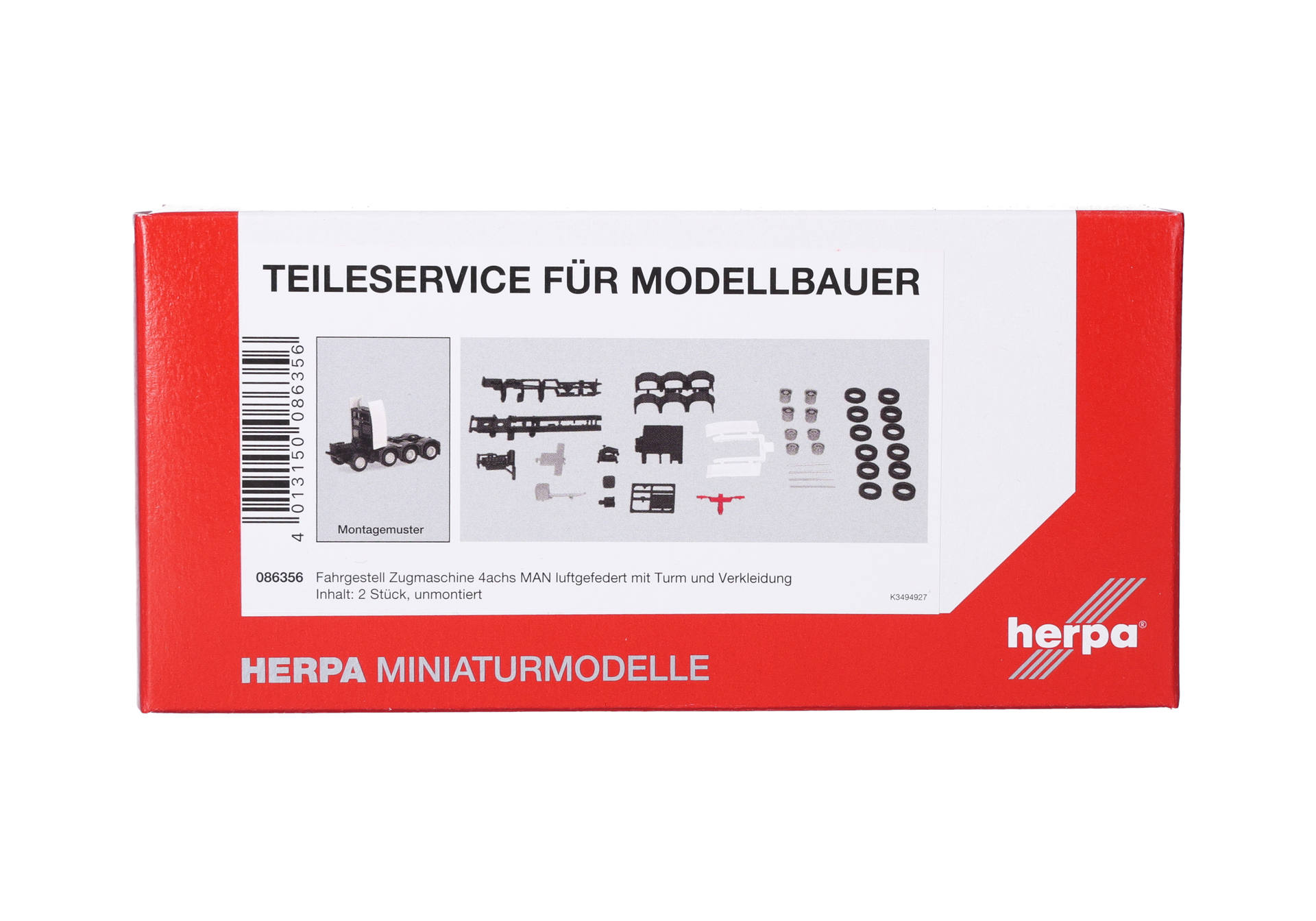 Herpa TS 086356 | Fahrgestell Zugmaschine 4achs MAN luftgefedert m. Turm u. Verkleidung | 1:87