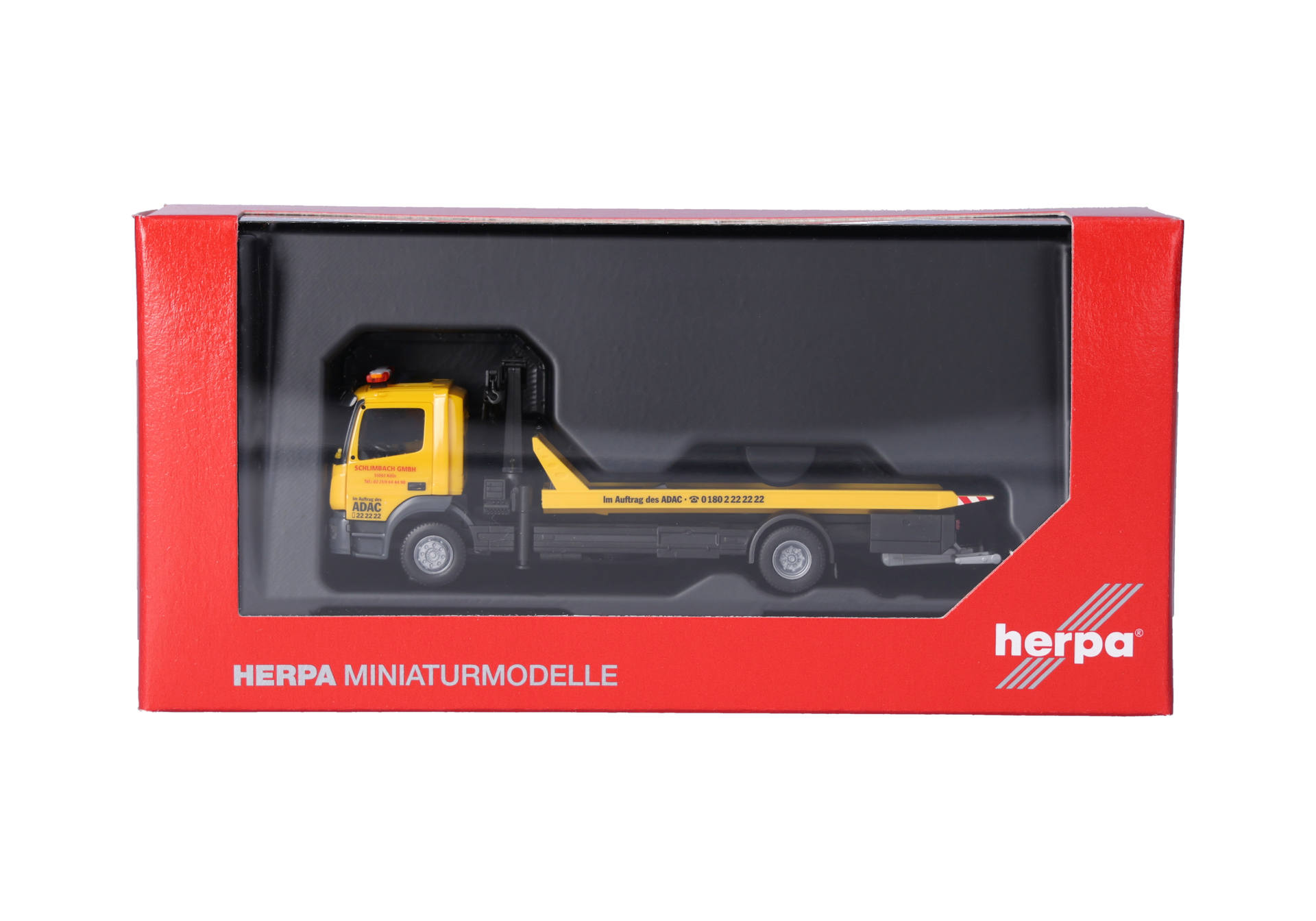 Herpa 321273 | MB Atego '13 | Plateau-Abschlepp-LKW | ADAC/Schlimbach | 1:87