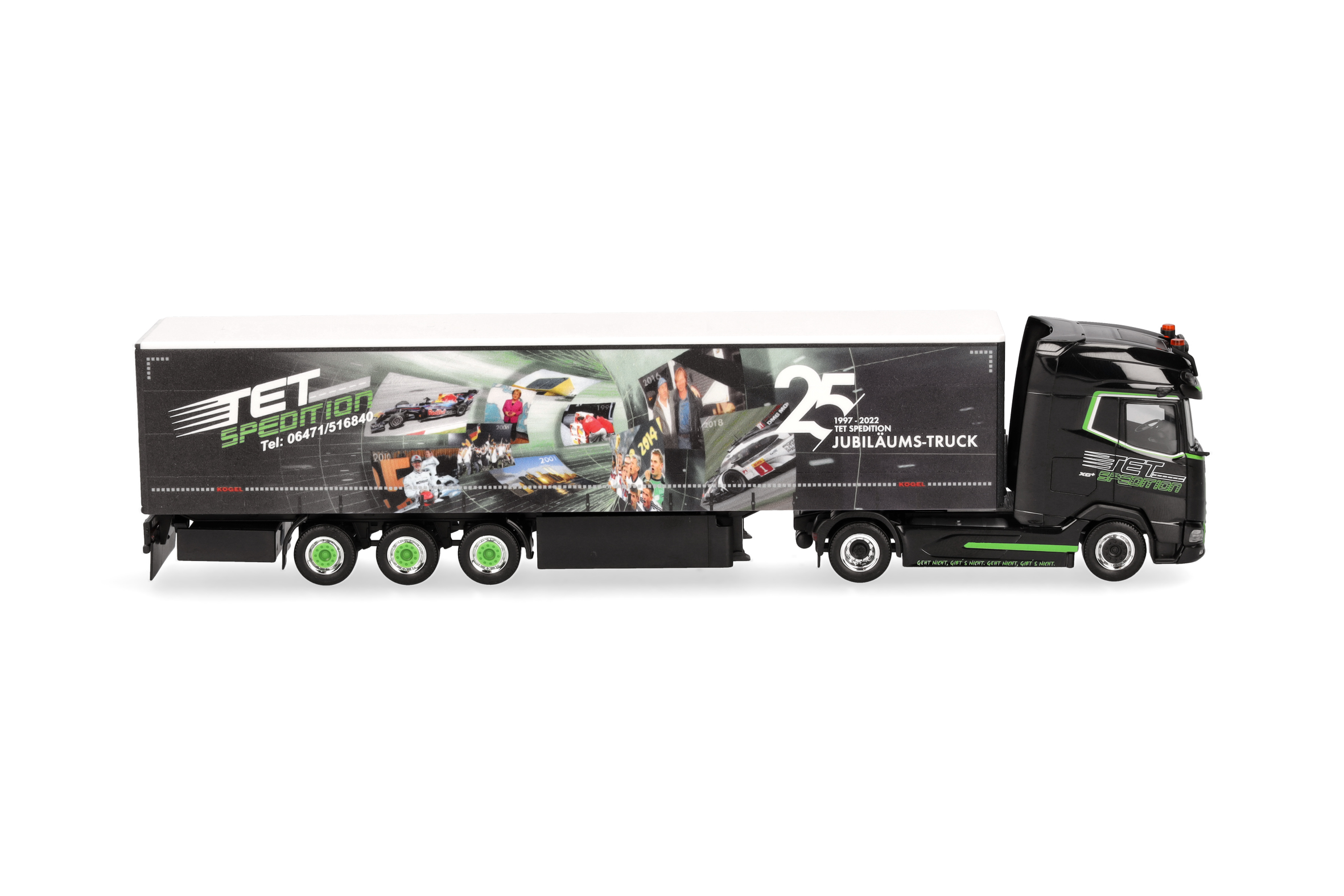Herpa 318907 | Scania CR 20 HD | DAF XG+ Gardinenplanen-Sattelzug | TET/Jubiläum | 1:87