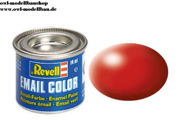 Revell Email Color Farben, Dose 14 ml, 88 verschiedene Farbtöne-32330, seidenmatt, feuerrot RAL 3000