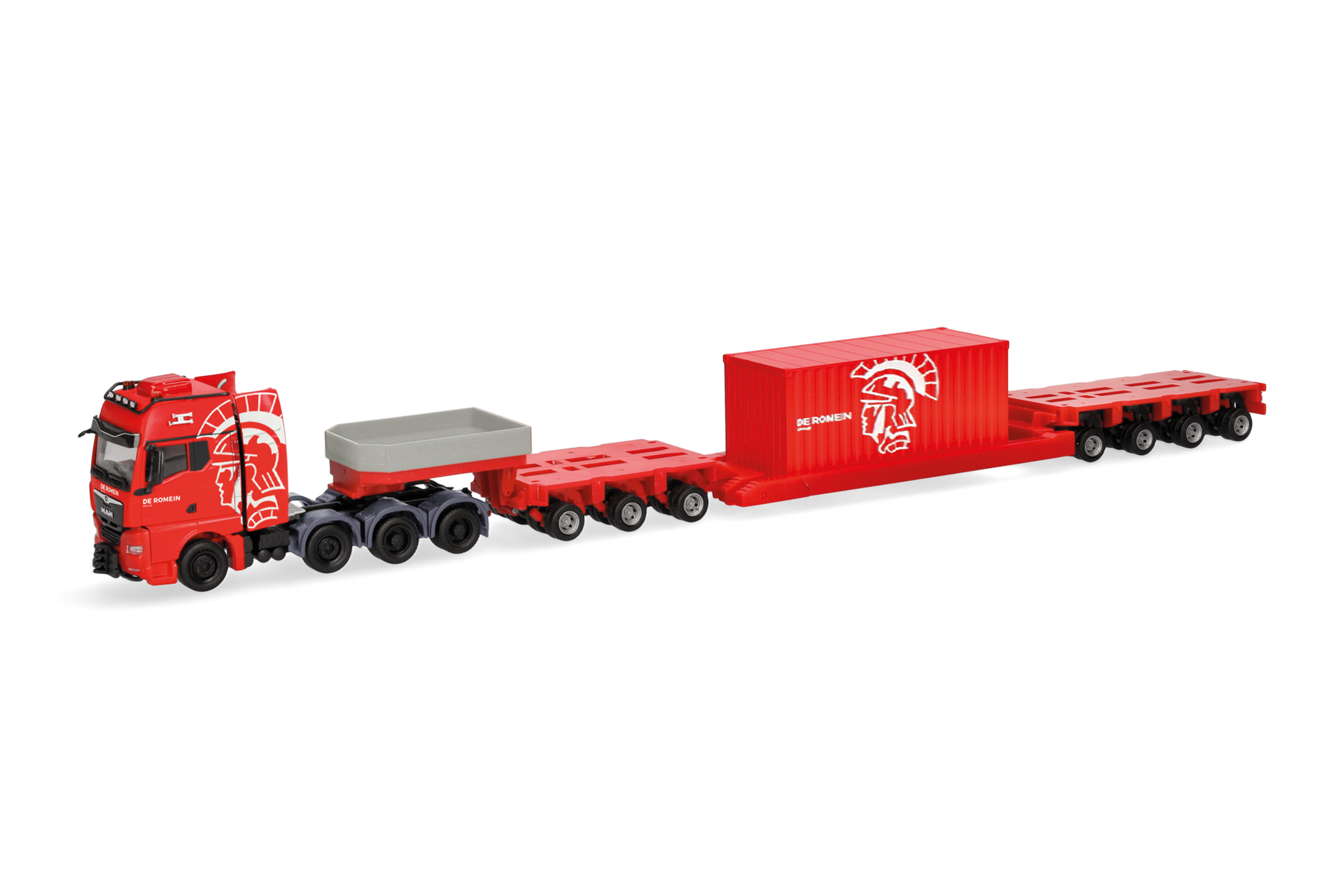Herpa 320764 | MAN TGX GX | Tieflade-Sattelzug mit 20 ft. Container | De Romein Group (NL) | 1:87