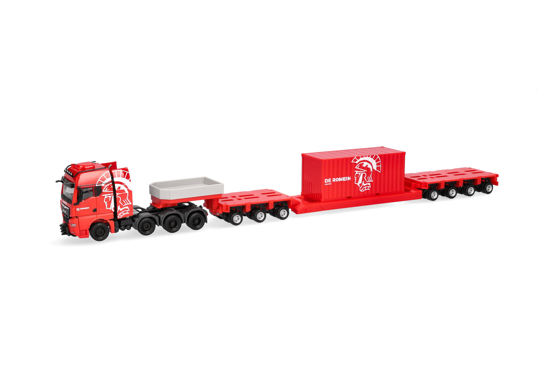 Herpa 320764 | MAN TGX GX | Tieflade-Sattelzug mit 20 ft. Container | De Romein Group (NL) | 1:87