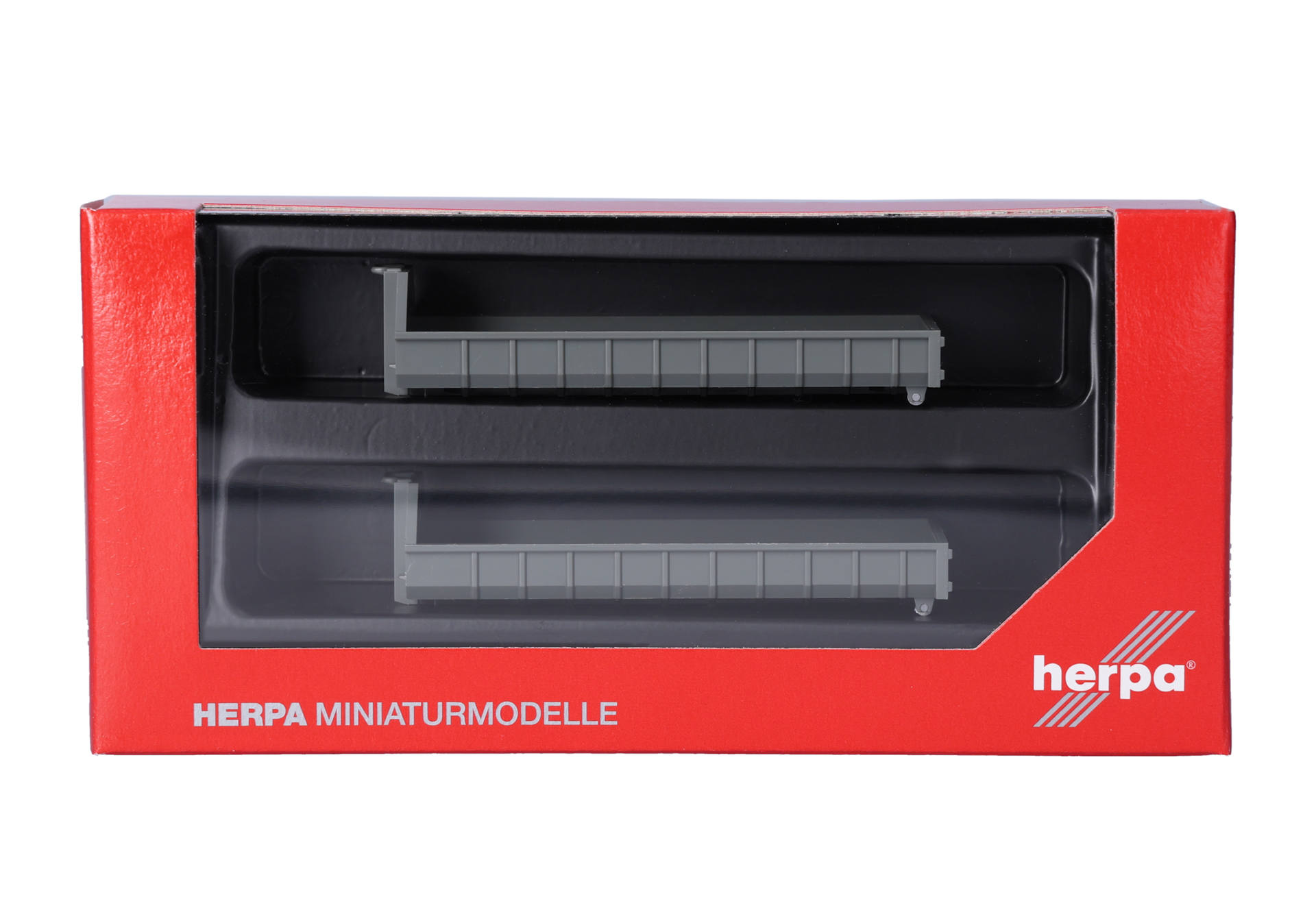 Herpa Zubehör 054539 | Zwei Abrollmulden flach | grau | 1:87