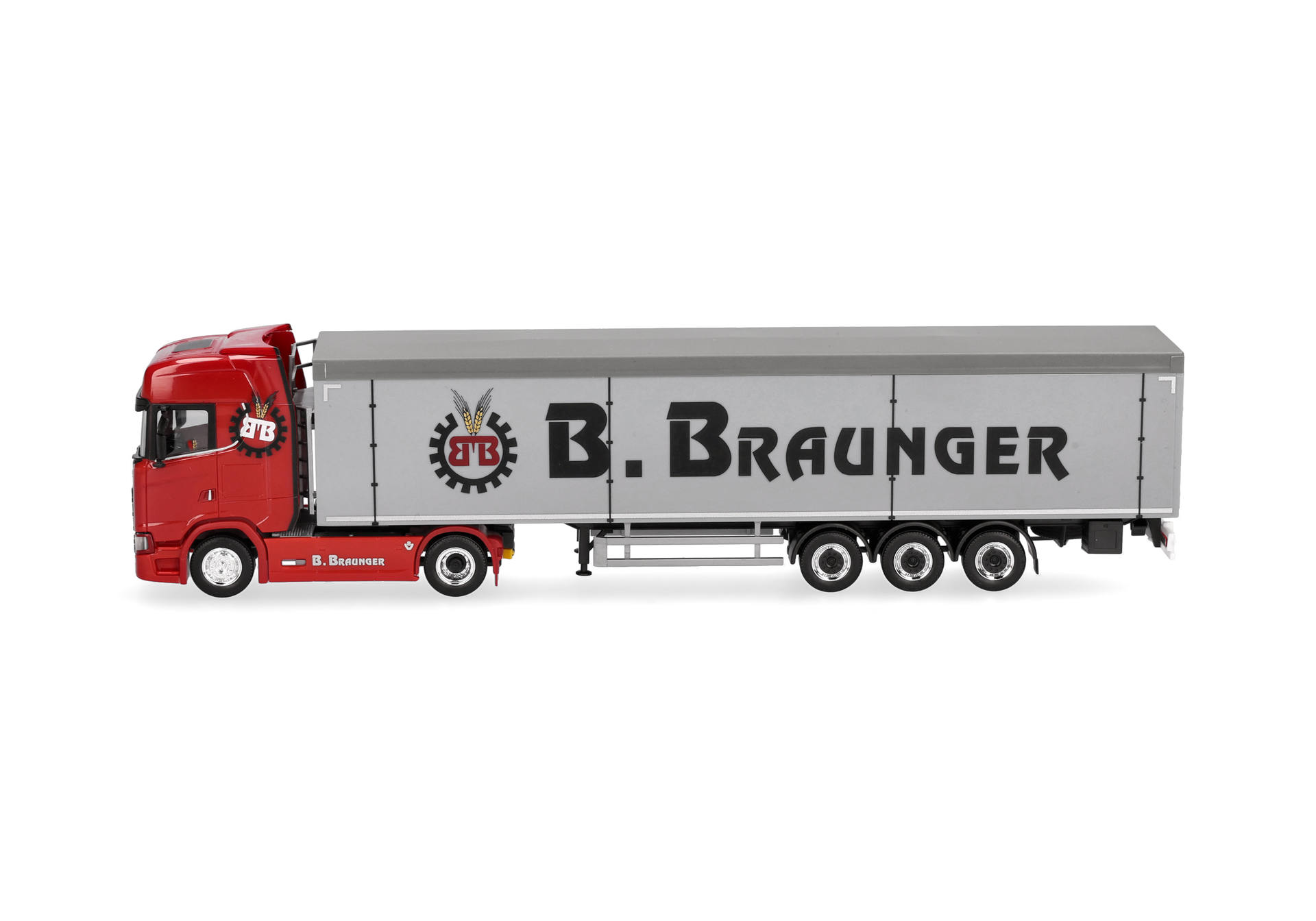 Herpa 321136 | Scania CS 20 Hochdach | Schubboden-Sattelzug | Braunger | 1:87