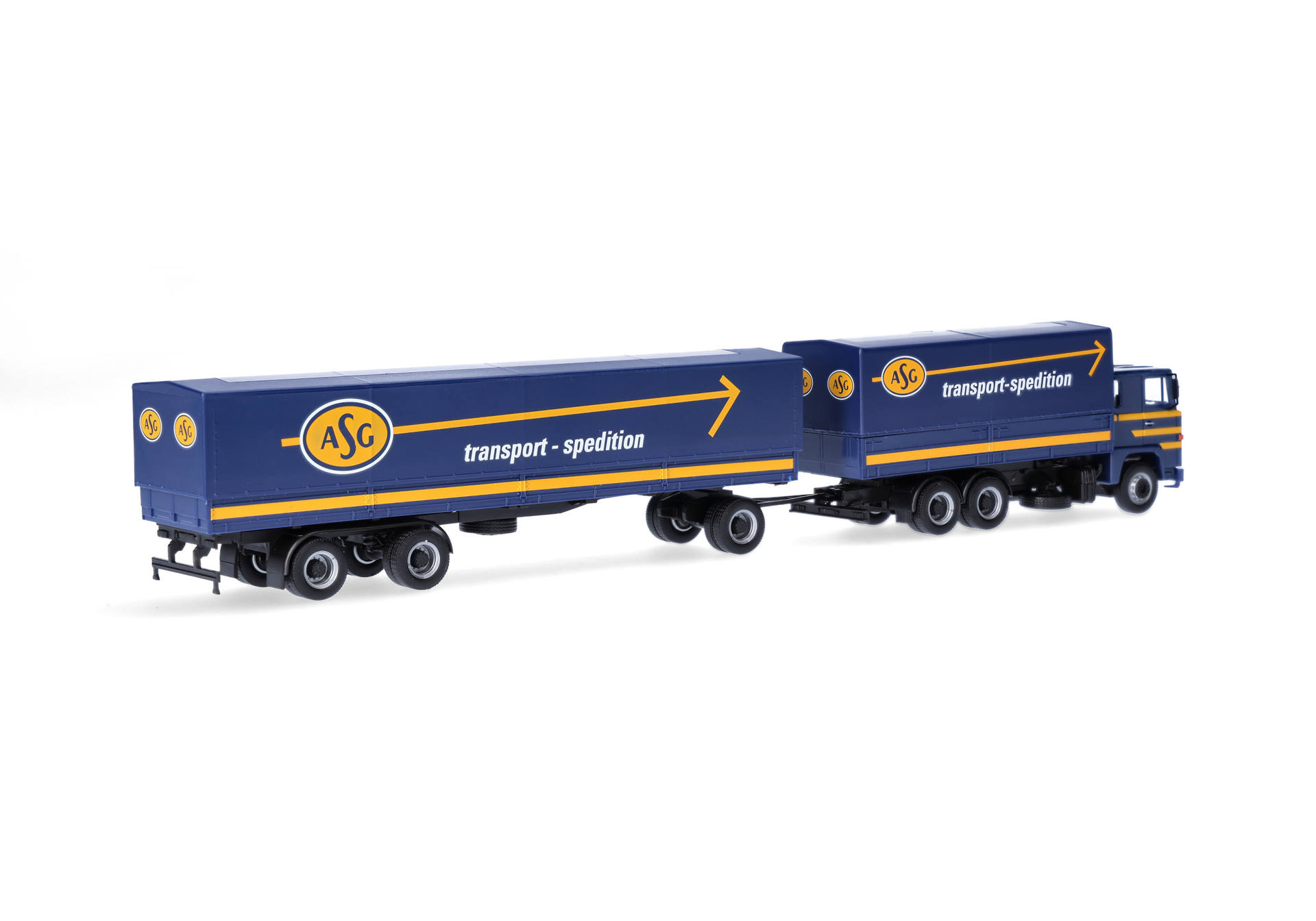 Herpa 320719 | Scania 141 | Planen-Hängerzug | ASG" (S) | 1:87