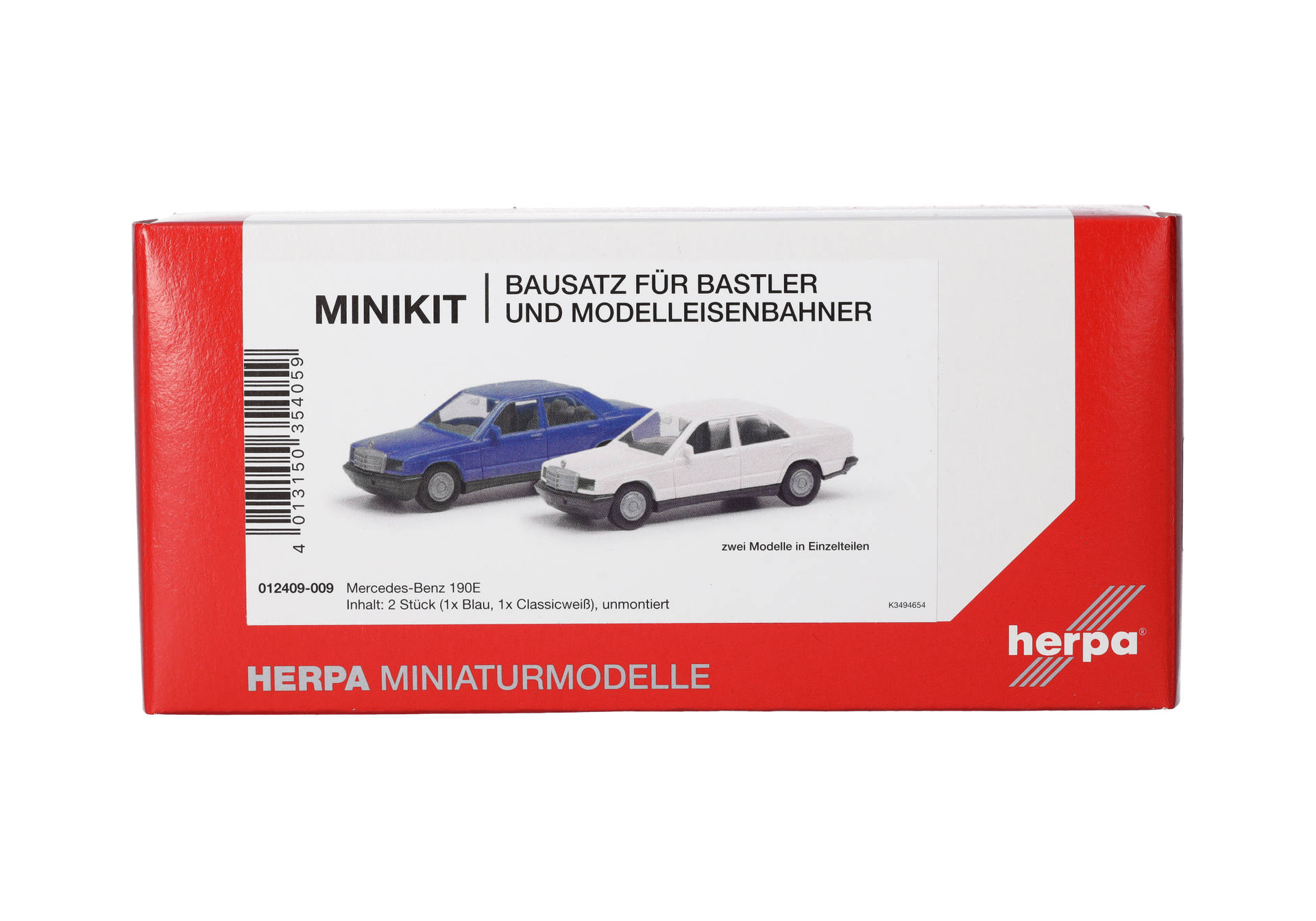 Herpa MiniKit 012409-009 | 2er-Set | Mercedes-Benz 190E | Labradorblau/Classicweiß | 1:87