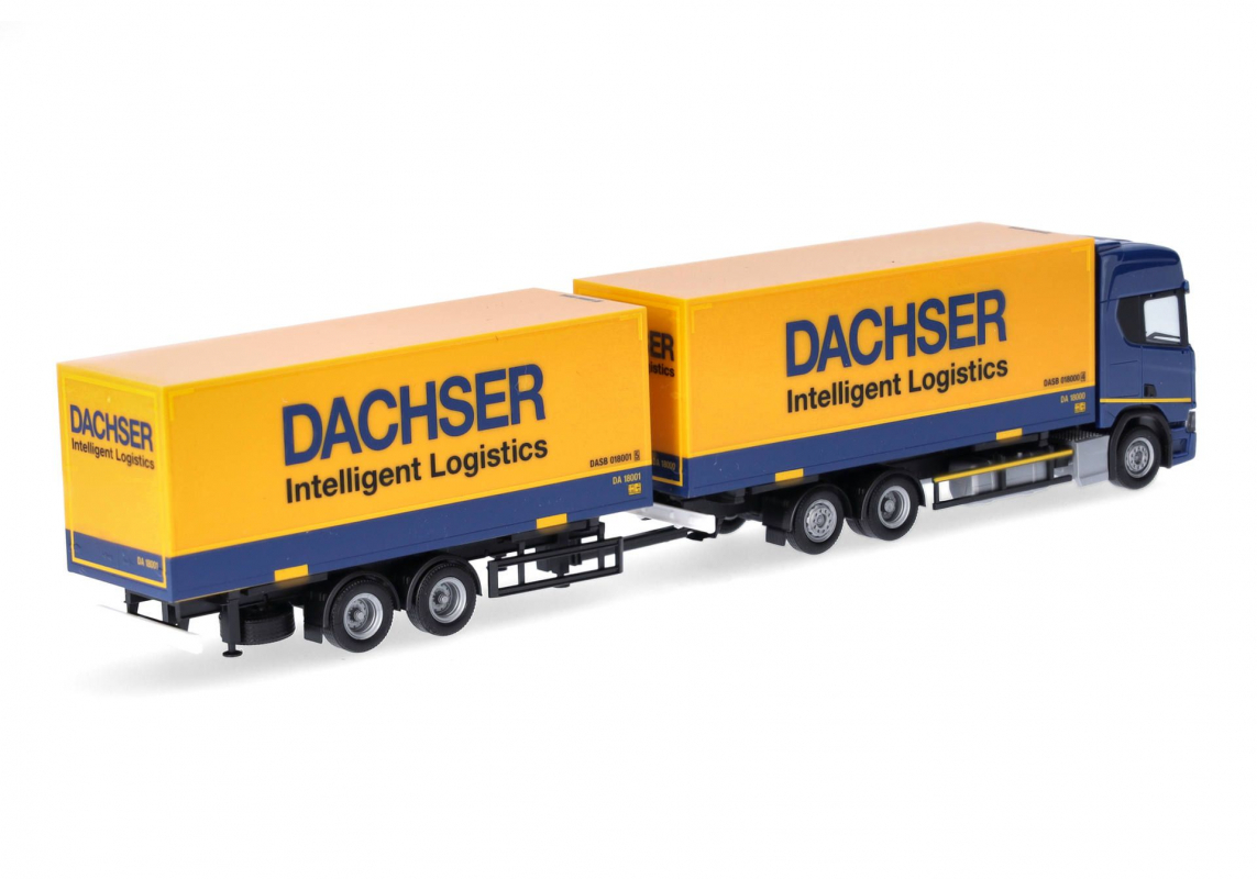 Herpa 958134 | Scania CR20 HD Wechselkoffer-Tandemhängerzug "Dachser" | 1:87